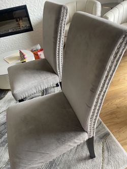 Two Light gray dining Room Chairs 