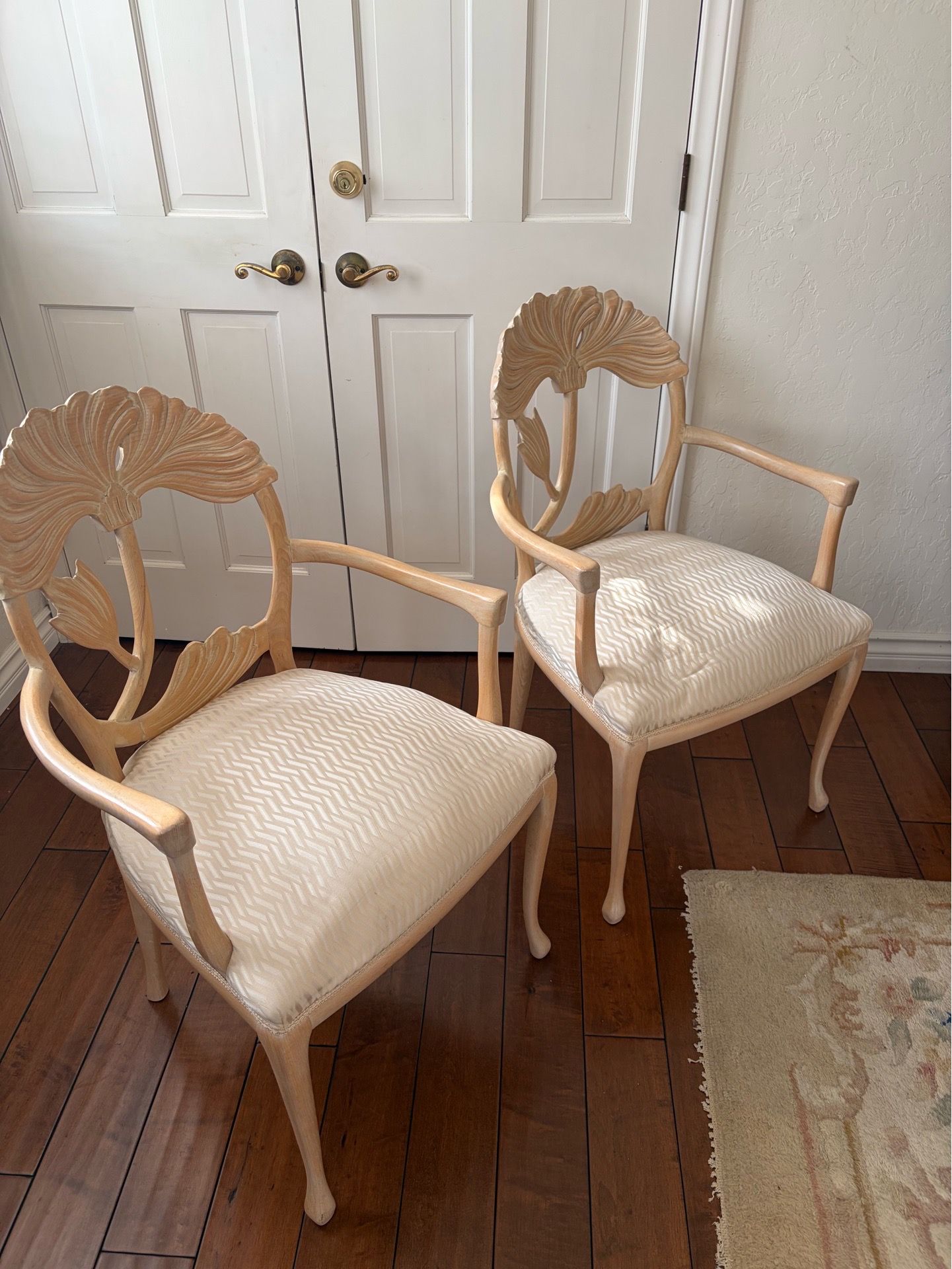 Matching Carved Wood Accent Chairs – Pair