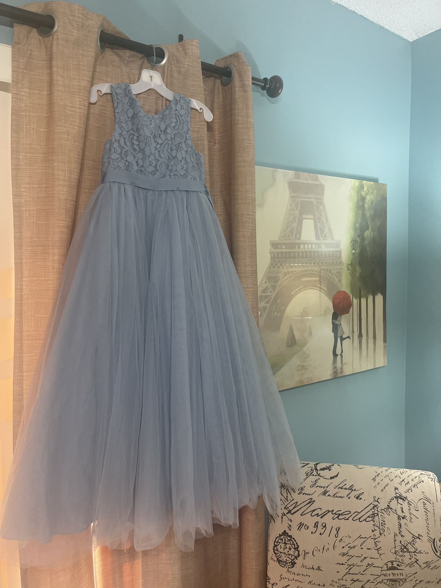 David’s Bridal Flower Girl Dress Slate Blue