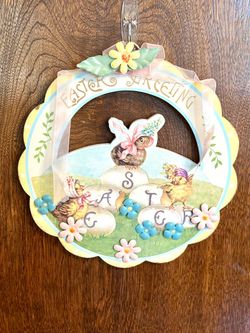 Vintage Easter Wooden Wreath