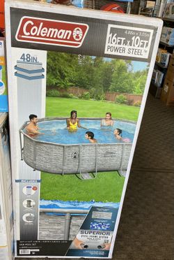 🔥 Coleman Power Steel 16' x 10' x 48" Oval Pool Set w/Pump, Filter, Ladder
