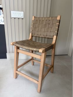 Fenton Woven Leather Counter Stool