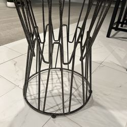 Side Table Mirror Top. Gray Metal