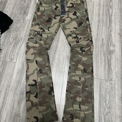 KDNK Stacked Flare Denim Jeans Camo 