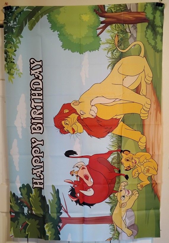 Lion King Happy birthday Banner 3 Ft x 5 Ft NEW