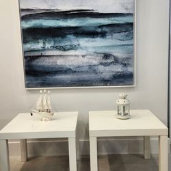 2 White Side Tables $20 for Both.