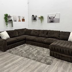 Huge Brown Sectional Couch - Free Delivery 
