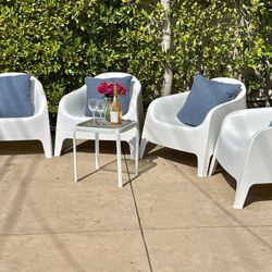 White Outdoor Armchairs (4)