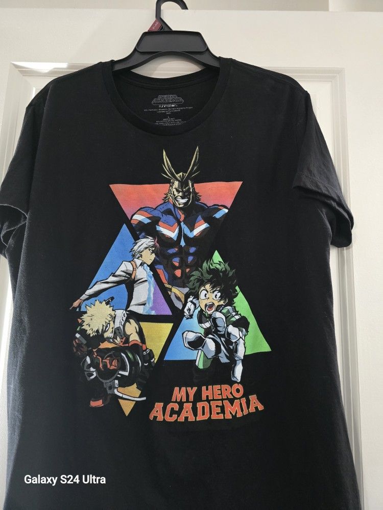 Black My Hero Academia Cotton T-Shirt Large