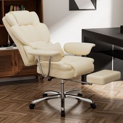Office Chair, Big and Tall Executive Office Chair with Footrest, Leather Computer Chair, Ergonomic Reclining Chair High Back , Large Home Office Chair