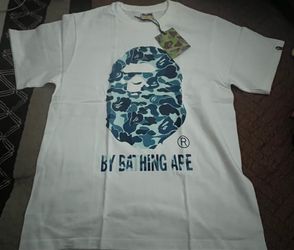 S-L white Bape tee/blue logo
