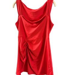 red mini dress silky draped front slit sz small women’s  Party Dress sleeveless 