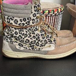 Sperry Top Sider Womens 10 Hikerfish Ankle Boots Brown Beige Leather Fur Laces