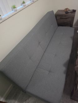 Gray Tufted Futon Sofa Bed