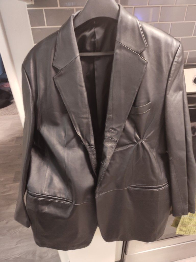 Men's Black Leather Coat
