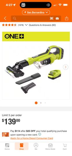 Ryobi  1+ hand, vacuum kit, powerful, and portable