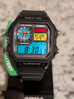 One piece jolly roger Custom Casio AE1200 Black watch