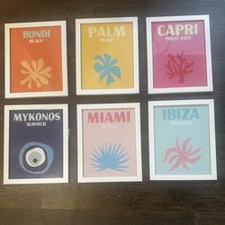 Wall Art Set Of 6. Mykonos. Evil Eye. Travel