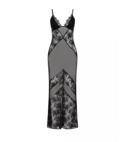 Victoria's Secret black lace maxi slip dress with floral pattern, size XS. Brand new with tags