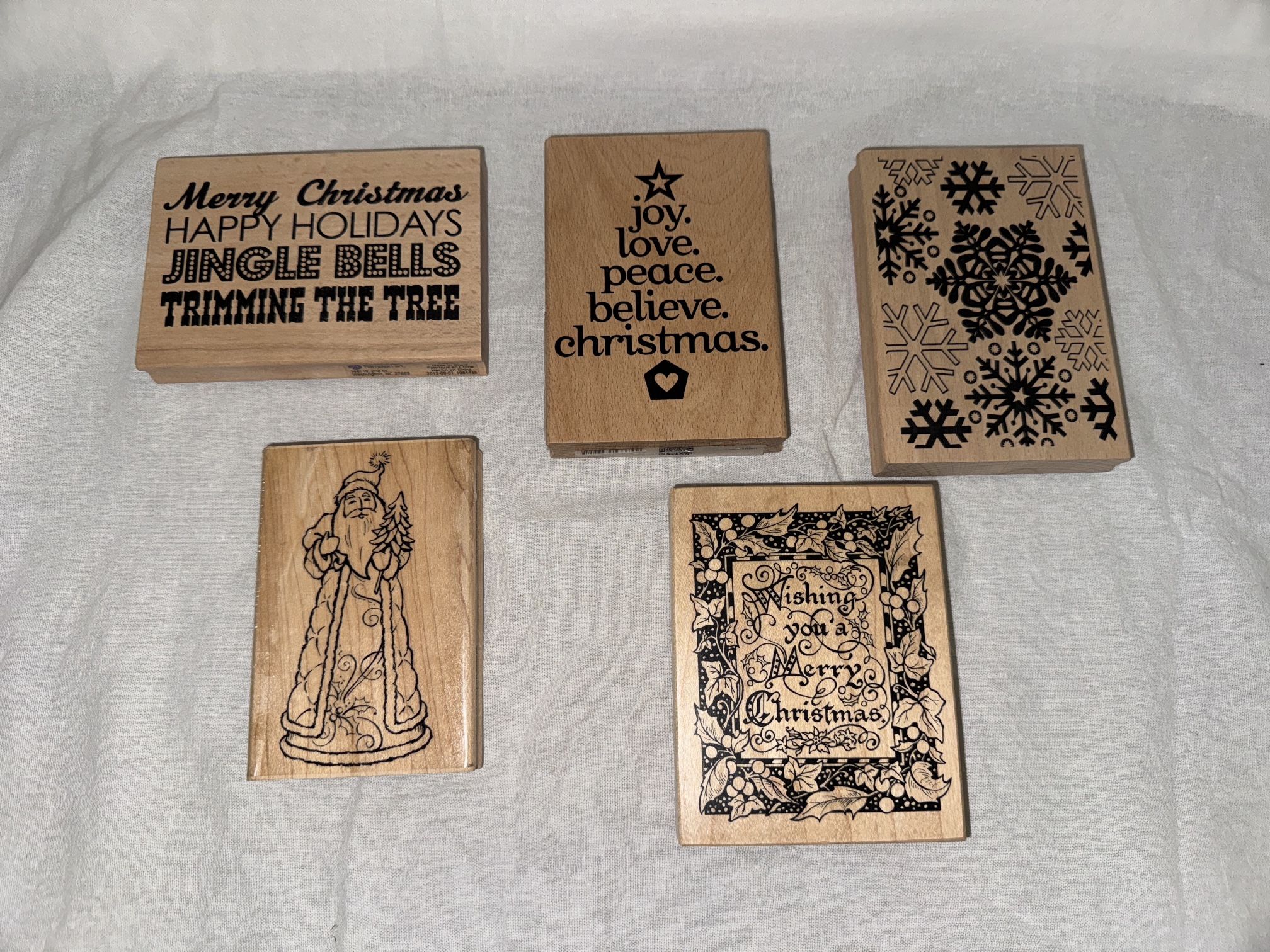 Christmas Wood Stamps Lot