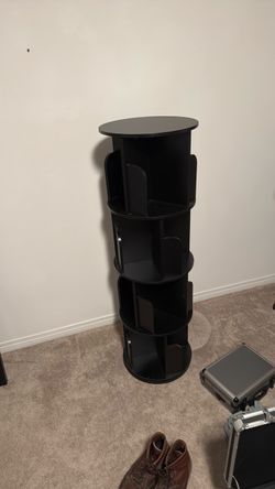 Black 4-Tier Rotating Bookshelf