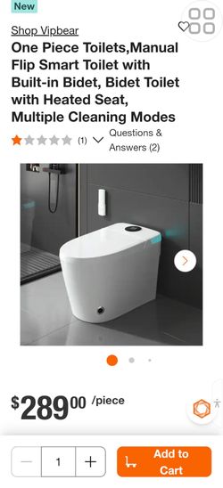 One Piece Smart Toilet with Built-in Bidet