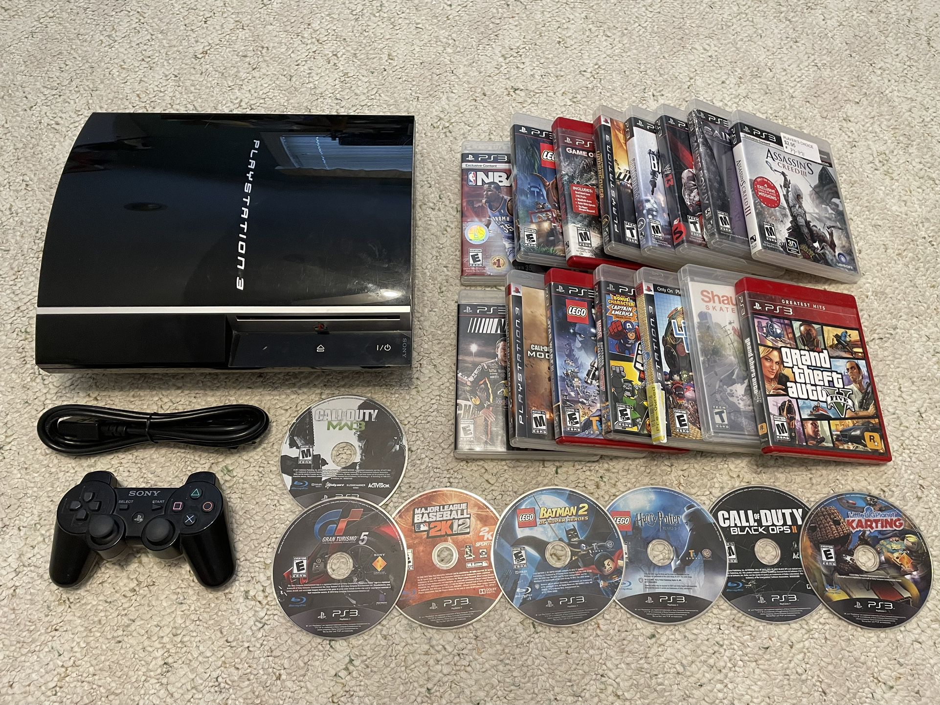 Sony PS3, 22 Games, 1 Controller & Power Cord 