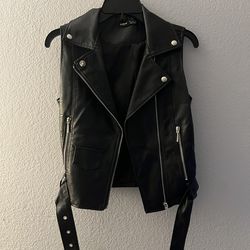 Black Faux Leather Vest
