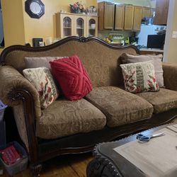 SOFA SET WITH TABLE BROWN BLACK 