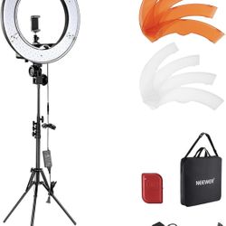 NEEWER Ring Light 18inch Kit: 55W 5600K Professional LED with Stand and Phone Holder, Soft Tube & Bag for Tattoo Lash Extension Barber Makeup Artist S