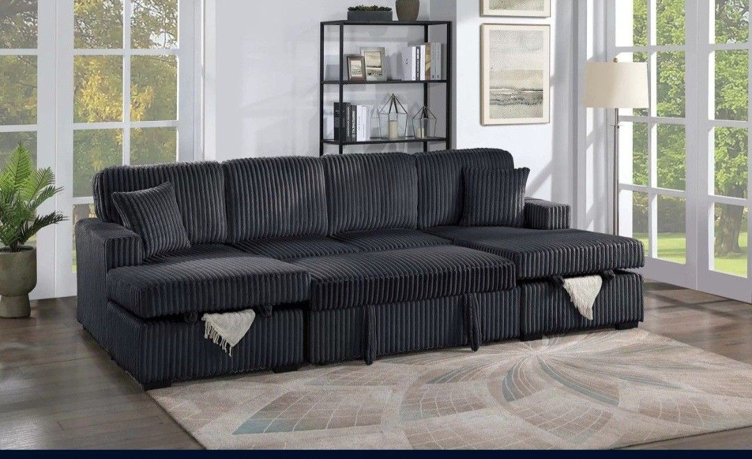 ✅️✅️4-Piece Convertible Sectional
Sleeper Sofa, Chaise Storage, Sofa Storage & USB Port✅️✅️