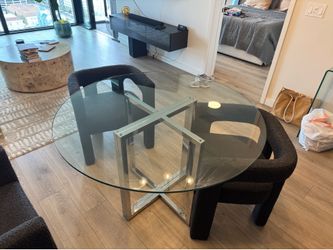 CB2 glass table and base 46’