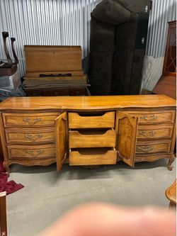French Provincial Wood Dresser with Drawers