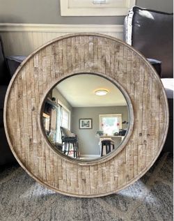 Reclaimed Wood Round Mirror