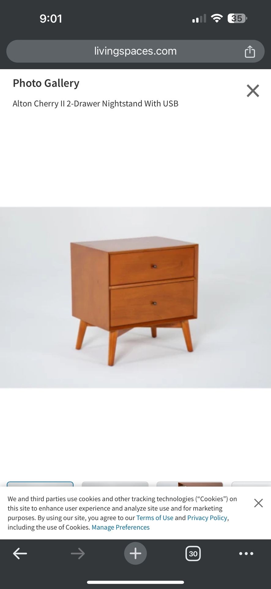 Living Spaces Alton Cherry Li Wood 26” Nightstand