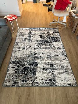 Abstract Area Rug Black Gray White