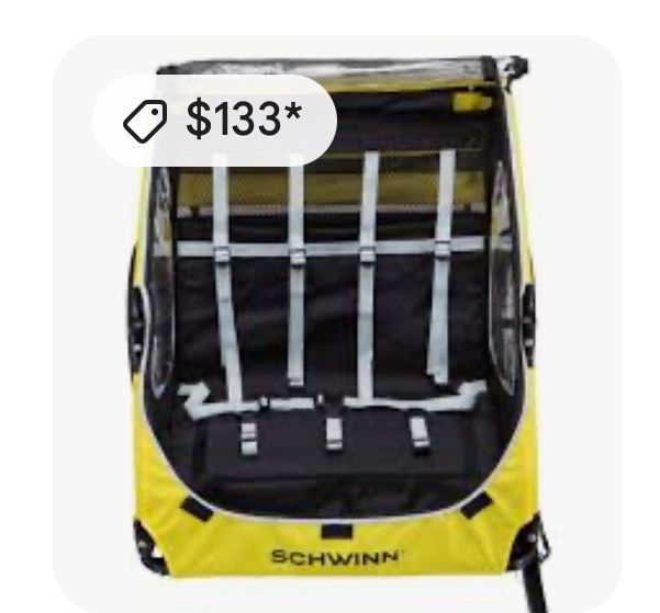 Schwinn 80lb Toddlers Kids Bike Trailer Prescott Yellow/Black Reflective Harness