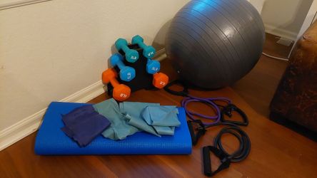 Exercise medicine yoga ball/weights/mat/resistance bands