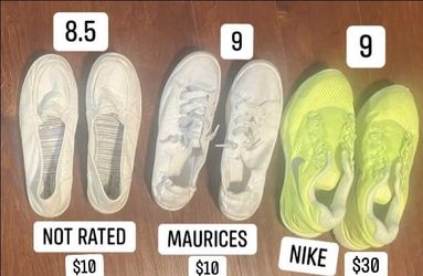 THREE PAIRS OF TENNIS SHOES - SEE PIC & DESCRIPTION FOR BRANDS, SIZES & PRICES