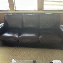 Leather Brown Sofa & Love Seat