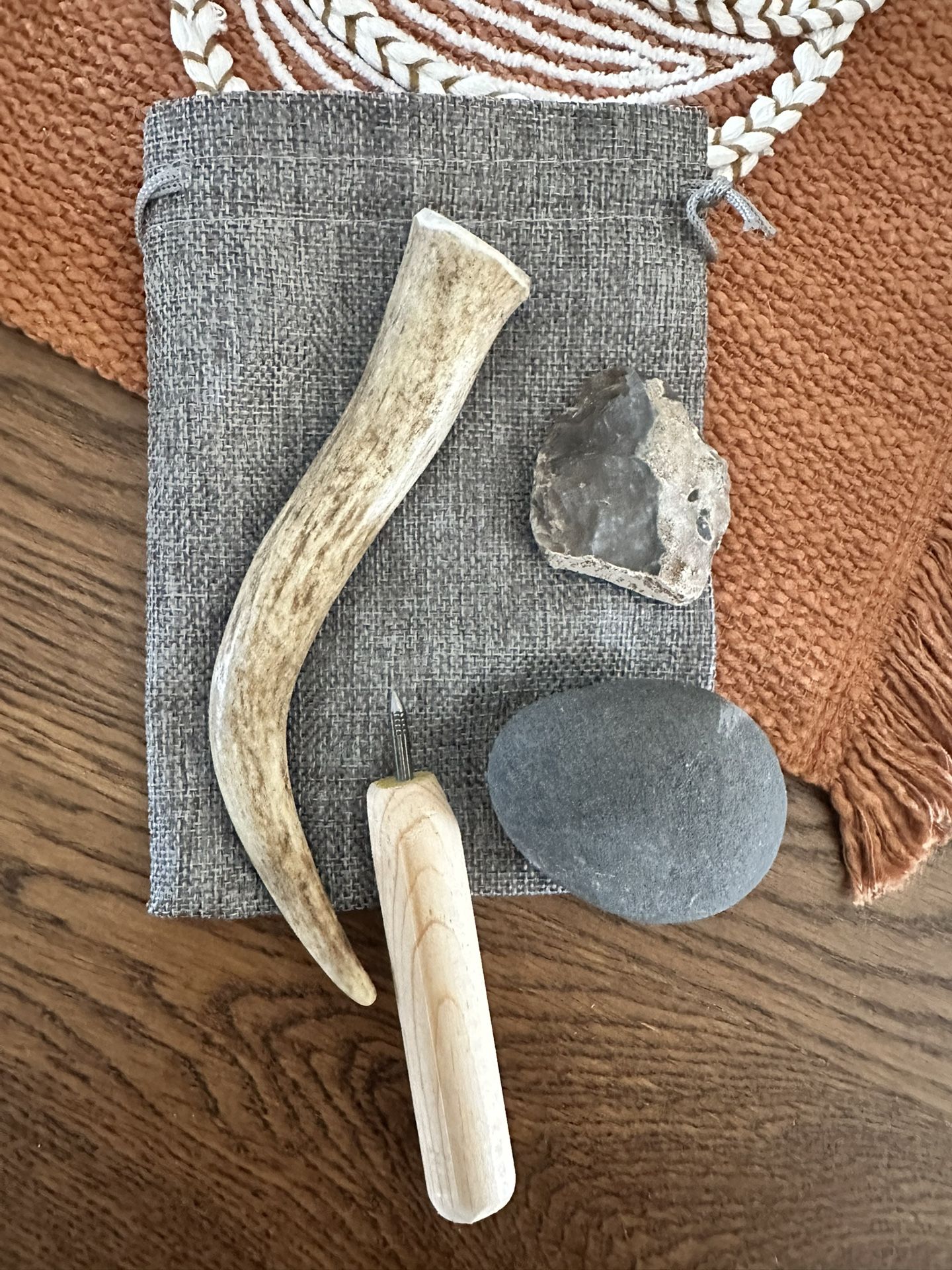 Antler Billet Knap Pack and tools for Flint Knapping Arrowheads and Blades