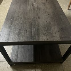 Modern Coffee Table with Storage Shelf – Dark Wood Finish 