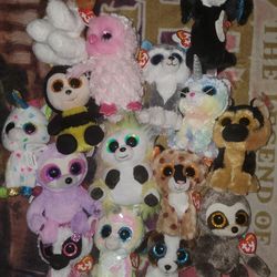 Big Eyed Beanie Boo Collection By Ty! All Have Tags! 15 Toys In All!