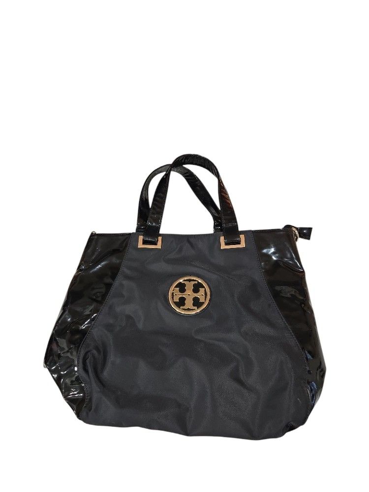 Tory Burch Black Nylon Shoulder Bad Rose Gold Big Bag Womens Purse