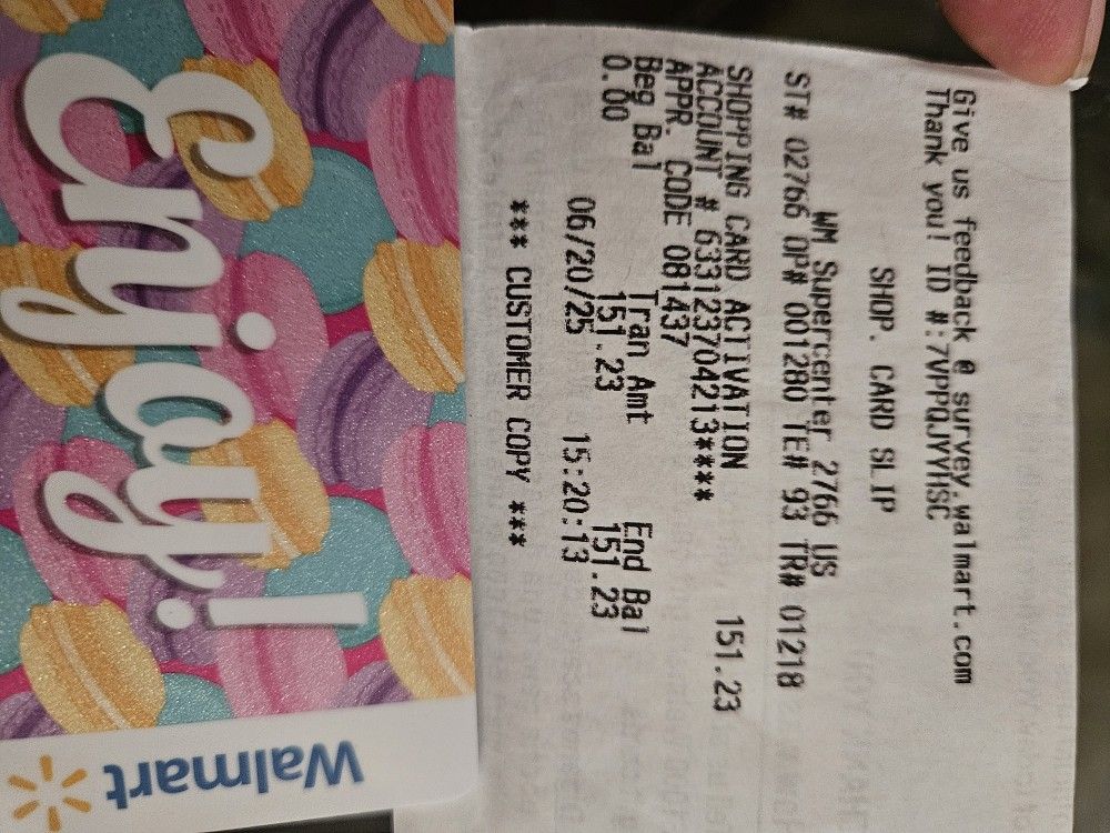 WALMART CARD $151 Hygiene, Food, Clothes, Electronics, Auto Care, even Gas