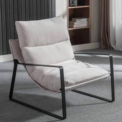 New Single Mid-Century Accent Chair, Comfy Side Chair with Armrest Chenille Fabric, Upholstered