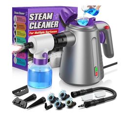 Handheld Steam Cleaner, Steamer for Upholstery Bed Furniture Couch Carpet Car Pressurized Multi Purpose 14 Accessories & Safety Lock, Small Container 