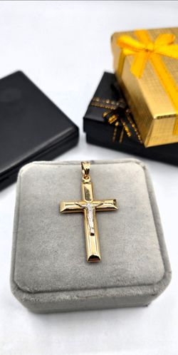 14kt Gold Two Tone Cross Pendant Dije de Dos Oros 14kt