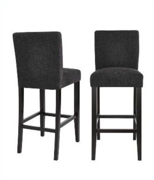 StyleWell Banford Charcoal Gray Upholstered Bar Stools with Back (Set of 2) 'Price is Firm'