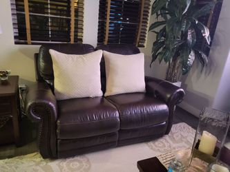 Brown Leather Reclining Sectional Sofa – 2 Pieces